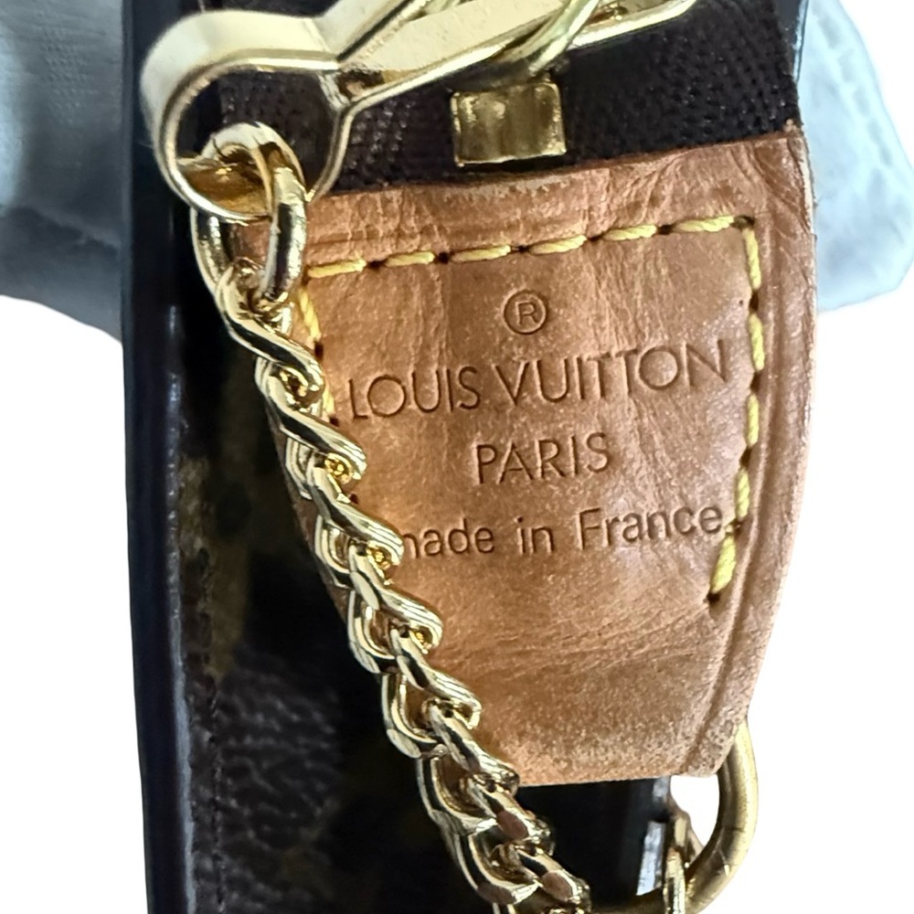 Authentic Louis Vuitton LV Brown Monogram Pouch with Gold Chain! Comes with COA! - Picture 11 of 15